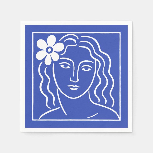 Servilleta De Papel Mujer con Flor en su Cabello (Anverso)