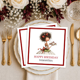 Servilleta De Papel Mujer con Humor Elegante Profundo Rojo Cumpleaños