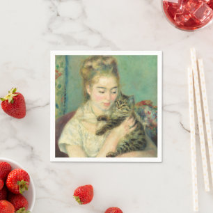Servilleta De Papel Mujer con un gato de Auguste Renoir