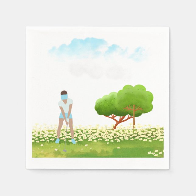 Servilleta De Papel Mujer de golf está jugando golf  (Anverso)