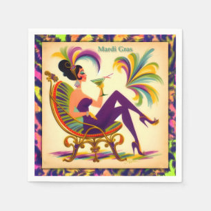 Servilleta De Papel Mujer de Mardi Gras de mediados de siglo con un Ma