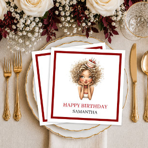 Servilleta De Papel Mujer Divertida Elegante Napkin de Cumpleaños con