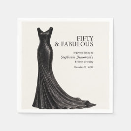 Servilleta De Papel Mujer Elegante Fabuloso Vestido Negro Cumpleaños 5