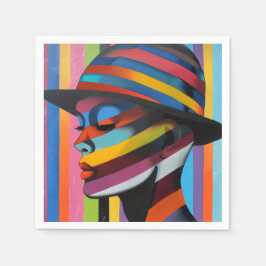 Servilleta De Papel Mujer en Gorra colorido 3 Silueta impactante