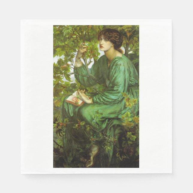 Servilleta De Papel Mujer en verde (El sueño del día) (de D.G. Rosetti (Anverso)