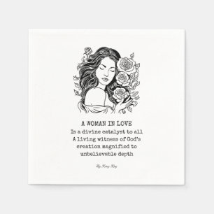 Servilleta De Papel Mujer enamorada Poema, Blanco y negro con rosas
