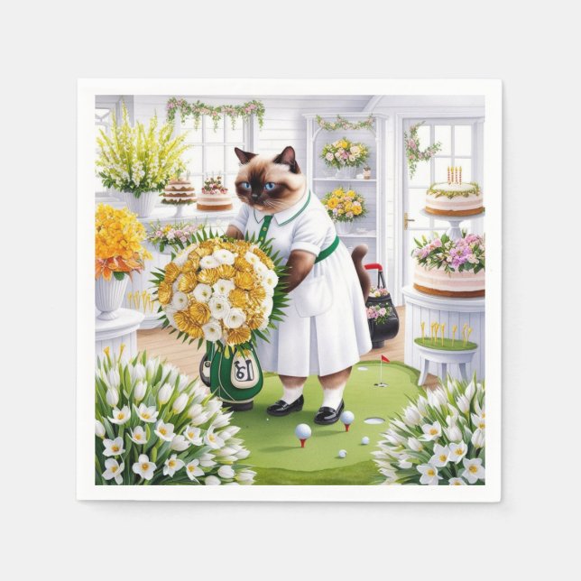Servilleta De Papel Mujer golf golfista Cumpleaños temática para Fiest (Anverso)