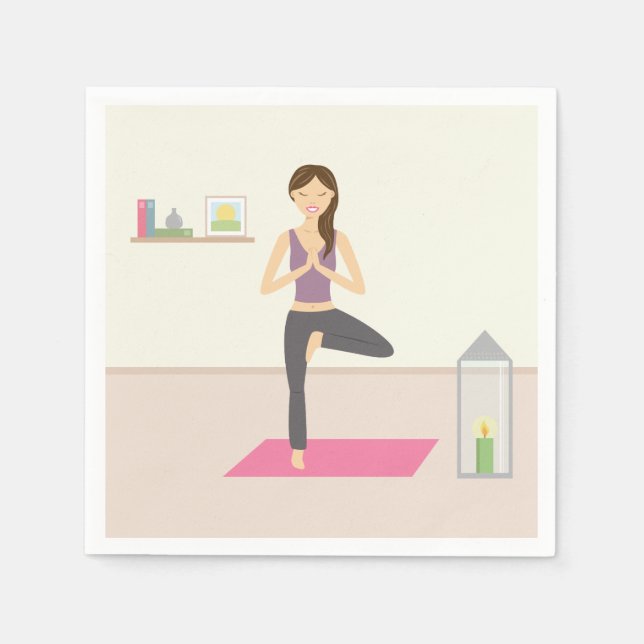 Servilleta De Papel Mujer Hermosa Haciendo Yoga En Una Habitación Deco (Anverso)