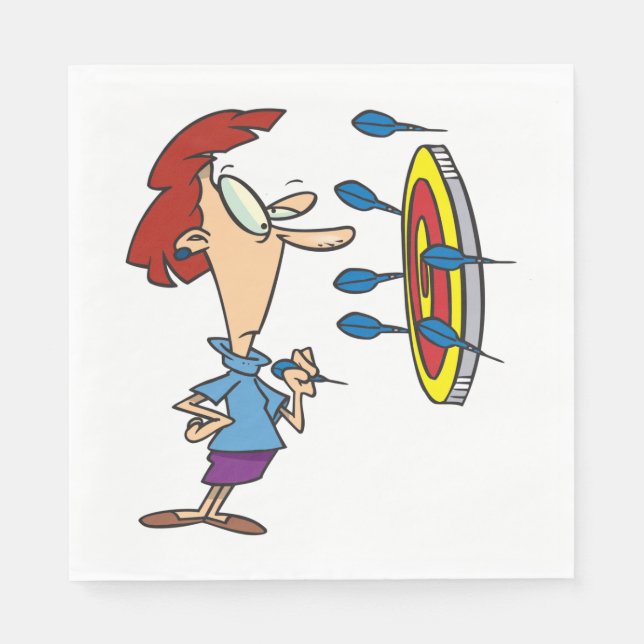 Servilleta De Papel Mujer jugando a los dardos (Anverso)