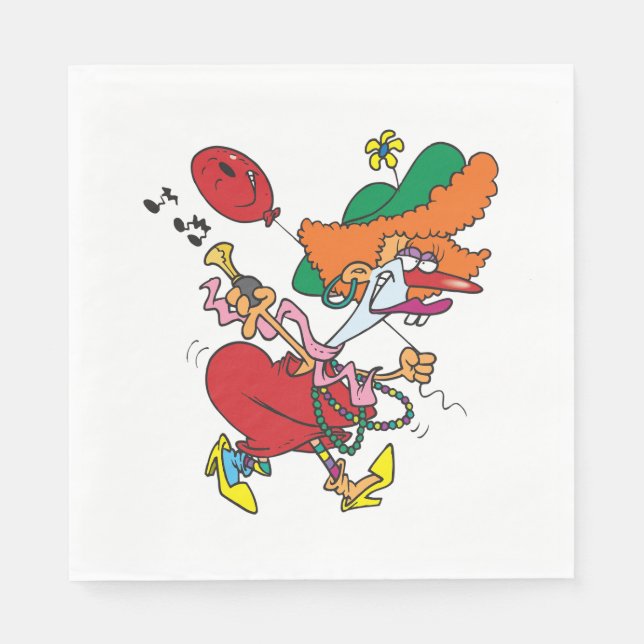 Servilleta De Papel Mujer Loca Corriendo Payaso (Anverso)