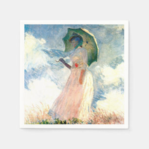Servilleta De Papel Mujer Monet con una sombrilla a la izquierda