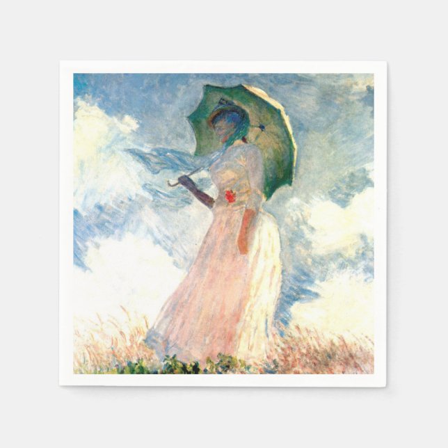 Servilleta De Papel Mujer Monet con una sombrilla a la izquierda (Anverso)