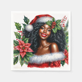 Servilleta De Papel Mujer Negra Hermosa Navidad