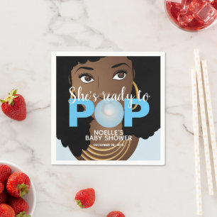 Servilleta De Papel Mujer negra, lista para pop, bblegum, azul