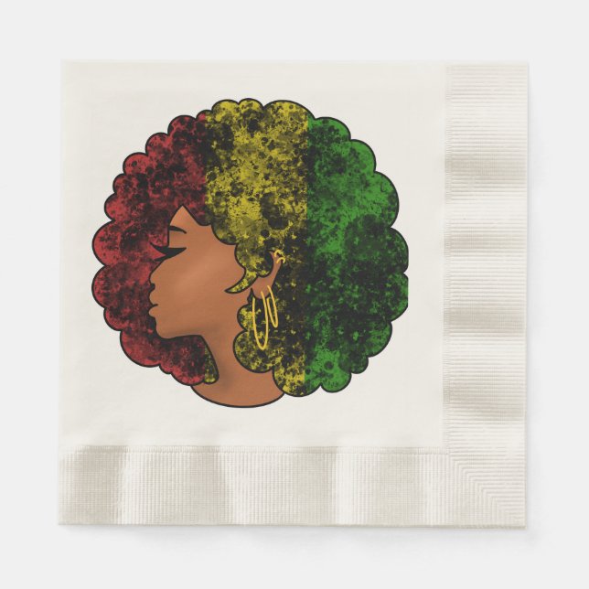 Servilleta De Papel Mujer negra rasta afro rojo amarillo verde  (Anverso)