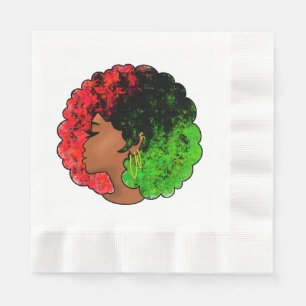 Servilleta De Papel Mujer niña negra panafricana orgullo afro verde ro