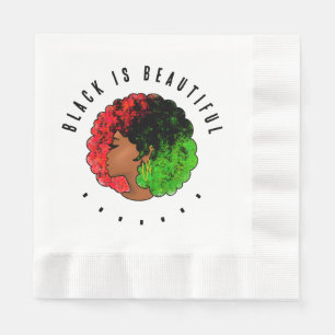 Servilleta De Papel Mujer niña negra panafricana orgullo afro verde ro