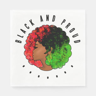 Servilleta De Papel Mujer niña negra panafricana orgullo afro verde ro
