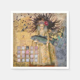 Servilleta De Papel Mujer Piscis Vintage Gótico Clásico
