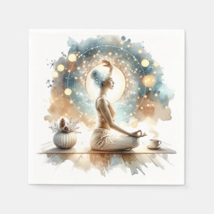 Servilleta De Papel Mujer posada de yoga sentada tranquila marrón