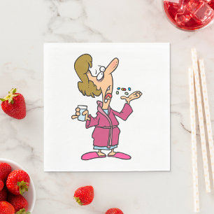 Servilleta De Papel Mujer Tomando píldoras