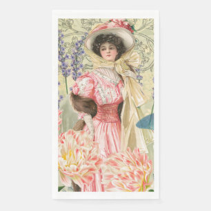 Servilleta De Papel Mujer Victoriana Floral Rosa Regencia