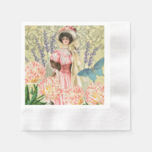 Servilleta De Papel Mujer Victoriana Floral Rosa Regencia