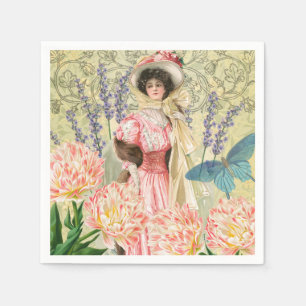 Servilleta De Papel Mujer Victoriana Floral Rosa Regencia