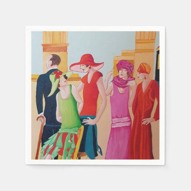 Servilleta De Papel Mujeres Art Déco  (Anverso)