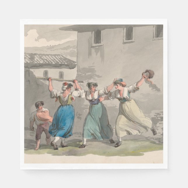 Servilleta De Papel Mujeres luchando en Roma, Italia (Escena histórica (Anverso)
