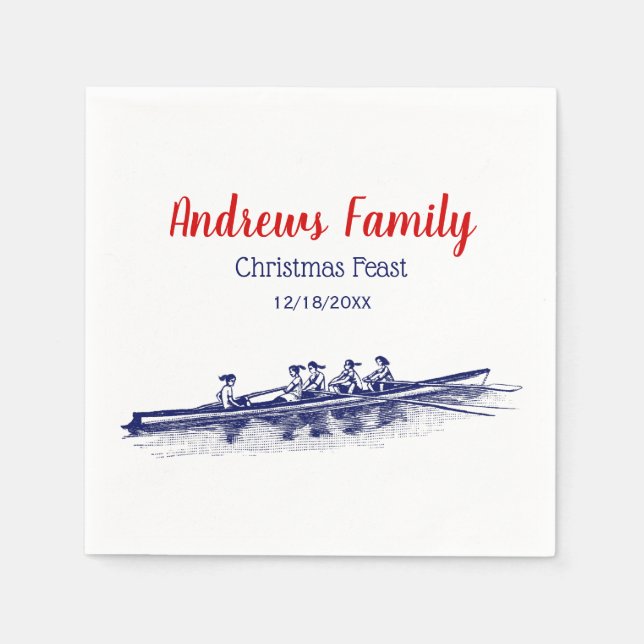 Servilleta De Papel Mujeres Remo Rowers Equipo Deportes Náuticos Azul (Anverso)