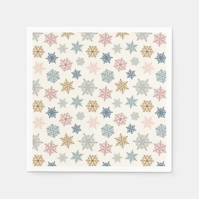 Servilleta De Papel Multicolored snowflake pattern – winter christmas (Anverso)