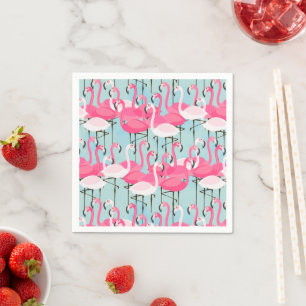 Servilleta De Papel Multitud Rosa Y Blanca De Flamingos