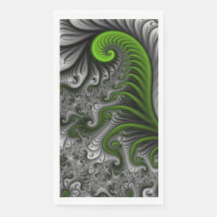 Servilleta De Papel Mundo de fantasía verde y gris arte fractal abstra