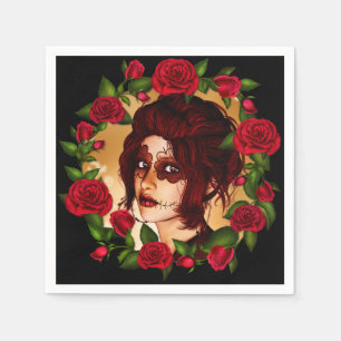 Servilleta De Papel Muñeca azucarera de rosas rojas