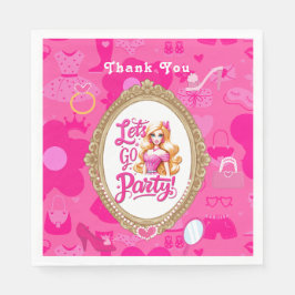 Servilleta De Papel Muñeca Girly rosa Retro Vamos Fiesta Cumpleaños