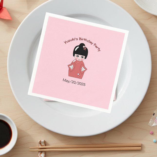 Servilleta De Papel Muñeca Kokeshi - cumpleaños personalizado (Subido por el creador)