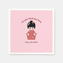 Servilleta De Papel Muñeca Kokeshi - cumpleaños personalizado