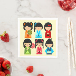 Servilleta De Papel Muñecas japonesas cute kokeshi