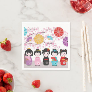 Servilleta De Papel Muñecas Kokeshi