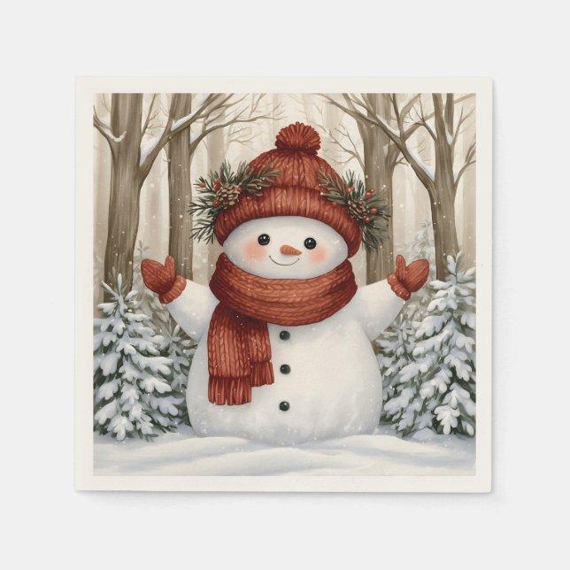 Servilleta De Papel Muñeco de nieve (Anverso)