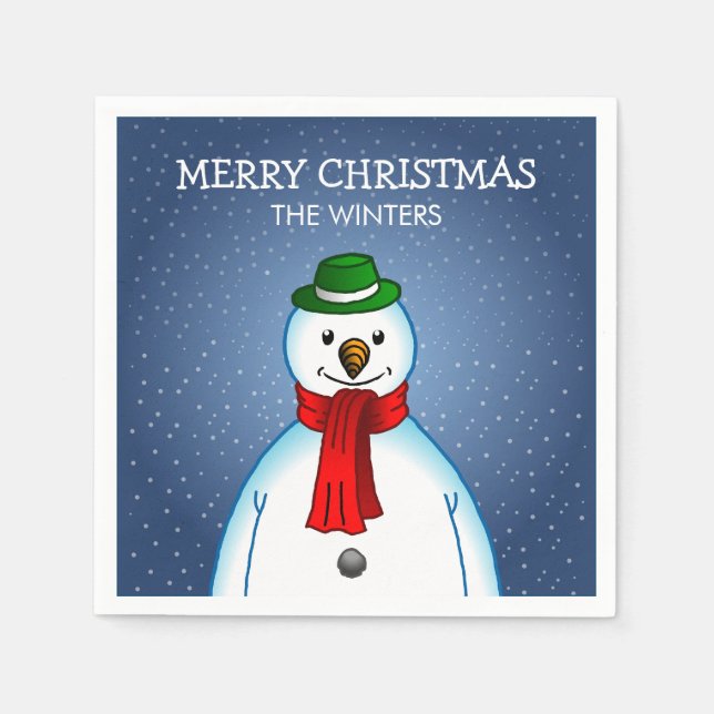 Servilleta De Papel Muñeco de nieve alegre (Anverso)