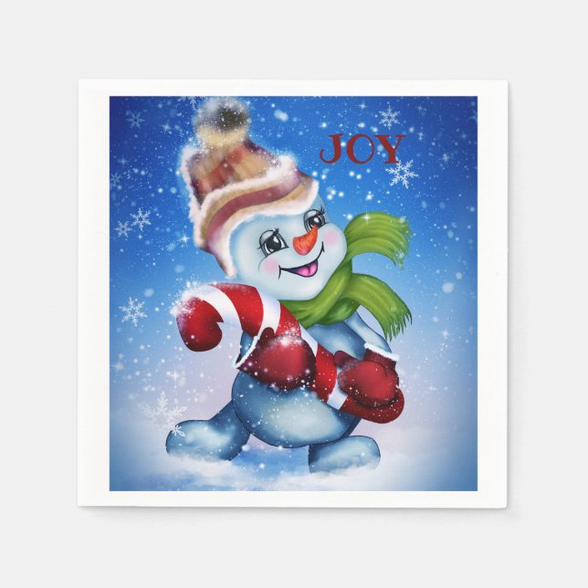 Servilleta De Papel Muñeco de nieve con una bufanda (Anverso)