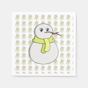 Servilleta De Papel Muñeco de nieve con una bufanda amarilla