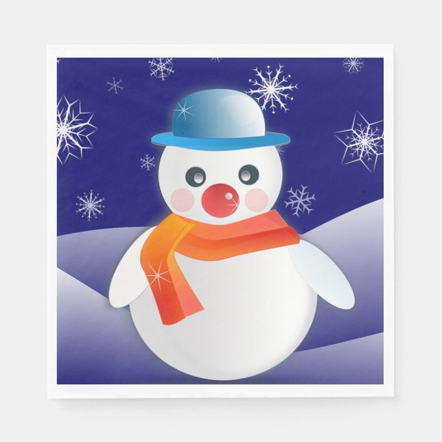 Servilleta De Papel Muñeco de Nieve de Navidad (Anverso)