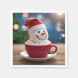 Servilleta De Papel Muñeco de Nieve de Navidad en Chocolate Caliente