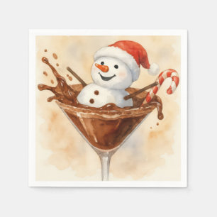 Servilleta De Papel Muñeco de Nieve de Navidad en un Martini de Chocol