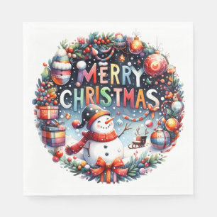 Servilleta De Papel Muñeco de nieve Feliz Navidad