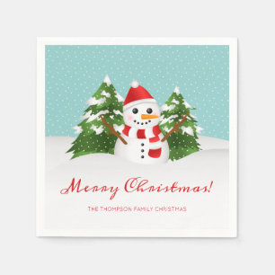 Servilleta De Papel Muñeco de Nieve Lindo y Navidad con Nombre Persona
