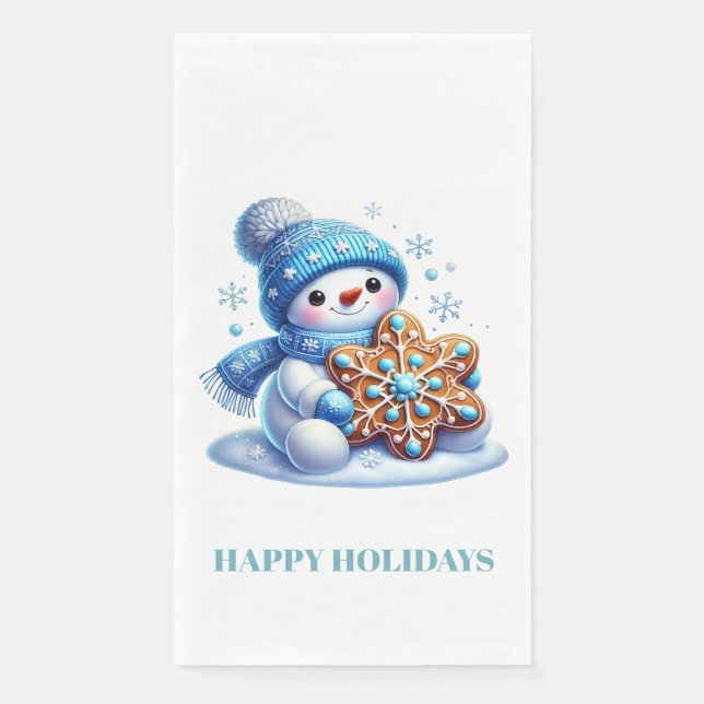 Servilleta De Papel Muñeco de nieve navideño  (Anverso)